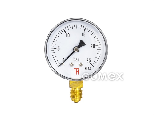 Standard Manometer mit dem Anschluss unten, 63mm, Außengewinde G 1/4", 0-25bar, -40°C/+60°C, 